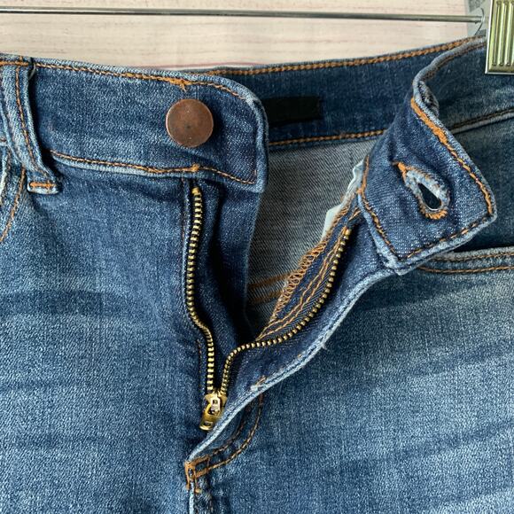 Harper Denim Blue Jean Skirt High Low Distressed Frayed Hem Size Medium - Picture 4 of 13